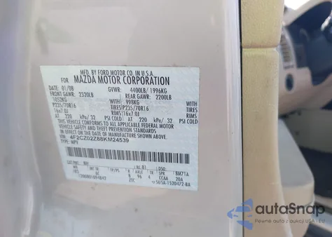 2008 Mazda Tribute I Grand Touring из США, поврежденный, VIN 4F2CZ02Z88KM24539